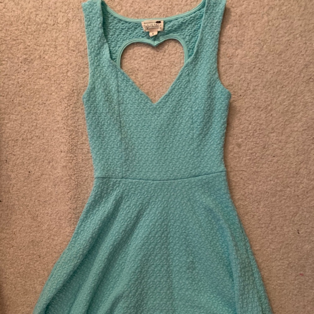 Mint green heart cut out skater dress
